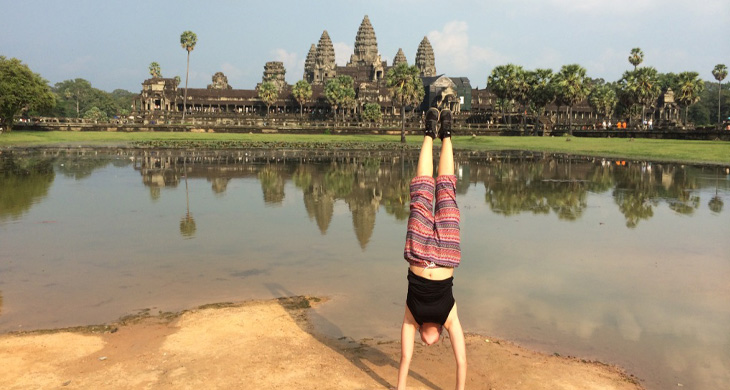 Handstand in front of Angkor Wat