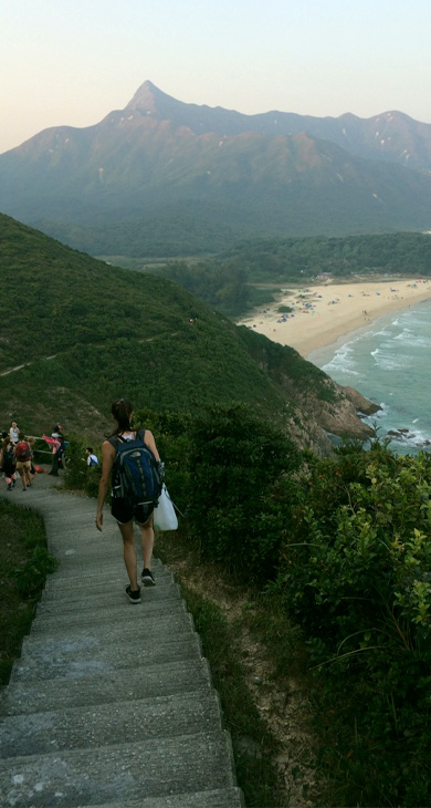 Pathway down to a beach in Hong Kong