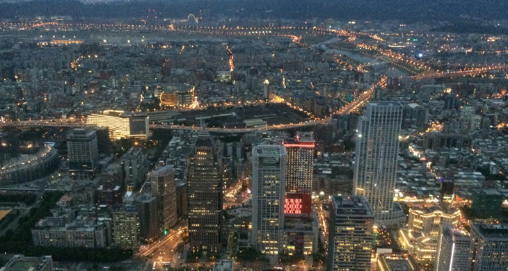View over Taipei city at night